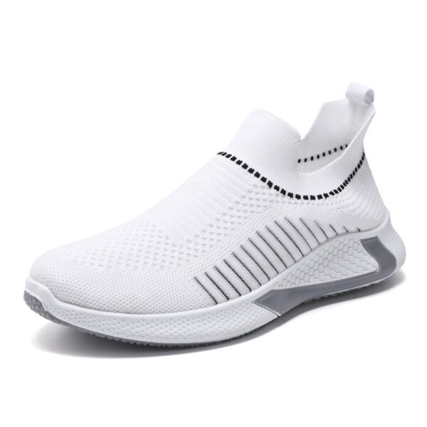 Fashion Mesh Sock Shoes With Striped Design Men Outdoor Breathable Slip-on Sneakers Csuale Lightweight Running Sports Shoes - Image 4