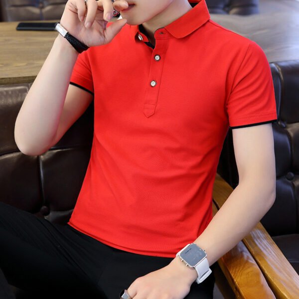 Polo Shirt For Men Casual Short Sleeve Polo Shirts Patchwork Turn-down Collar Zipper T-Shirt Summer Men Shirt Tops - Image 3