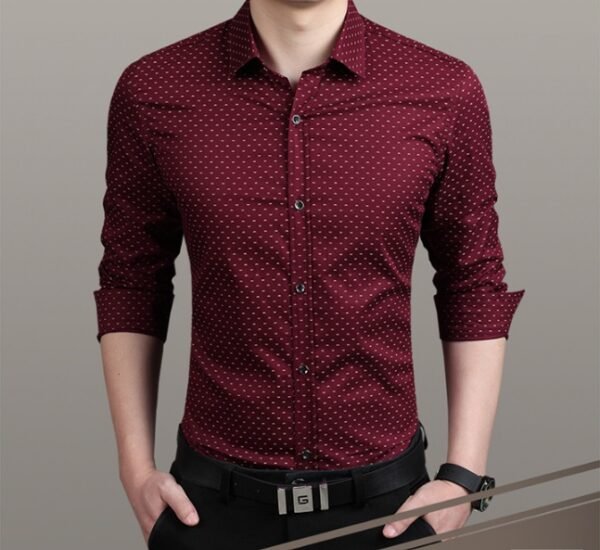 Brand Fashion Male Shirt Long-Sleeves Tops Polka Dot Printing Mens Dress Shirts Slim Men Shirt Plus Size M-5XL FGT - Image 8