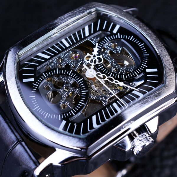 Men's Casual Watch Fashion Automatic Square Hollow Mechanical Watch Watch - Image 2