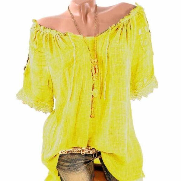 Women's Translucent One-shoulder Short-sleeved T-shirt