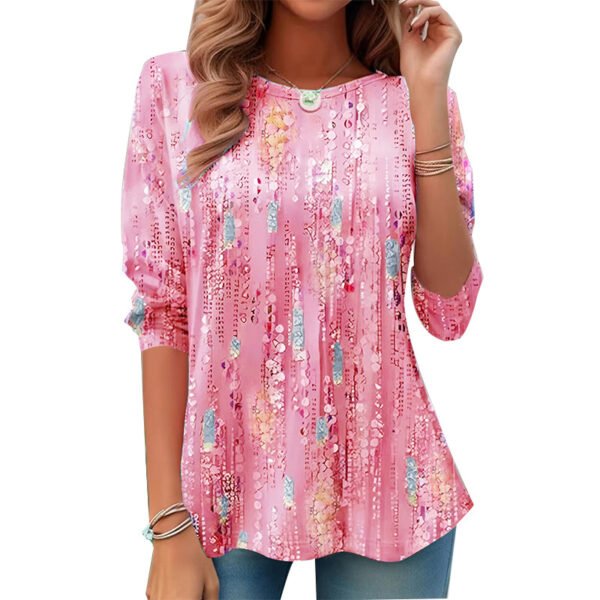 New Floral Flounce Hem Bottoming Shirt Long Sleeve T-shirt - Image 4