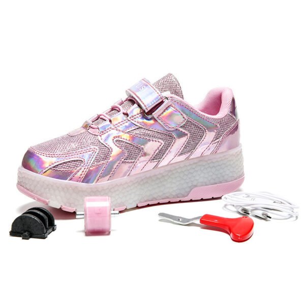 Single Wheel Runaway Shoes Double Wheel USB LED Light Filled Shoes - Image 8