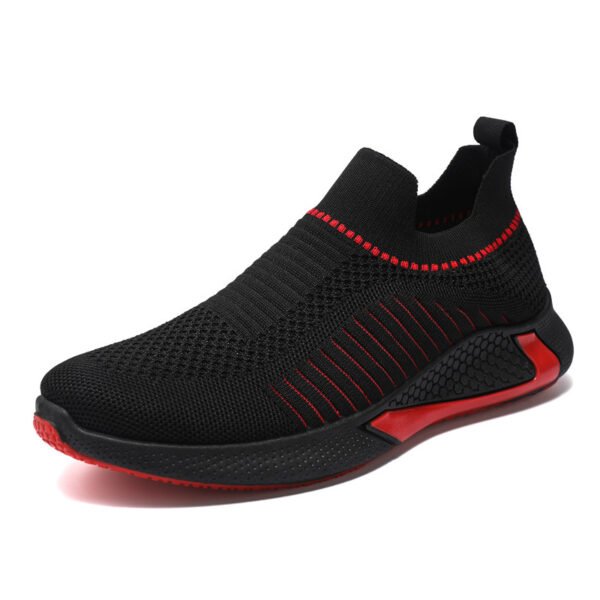 Fashion Mesh Sock Shoes With Striped Design Men Outdoor Breathable Slip-on Sneakers Csuale Lightweight Running Sports Shoes - Image 3