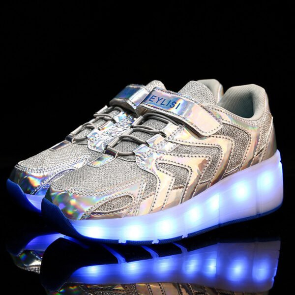 Single Wheel Runaway Shoes Double Wheel USB LED Light Filled Shoes - Image 2