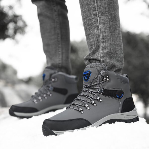 Winter Snow Boots Men Warm Plush Ankle Boots Hiking Lace-up Shoes - Image 7