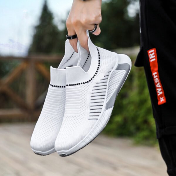 Fashion Mesh Sock Shoes With Striped Design Men Outdoor Breathable Slip-on Sneakers Csuale Lightweight Running Sports Shoes - Image 7