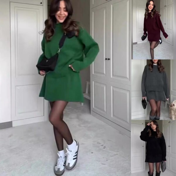 casual outfits Sweater Skirt Sets For Women 2 Pieces Knit Casual Versatile Long Sleeve - Image 4