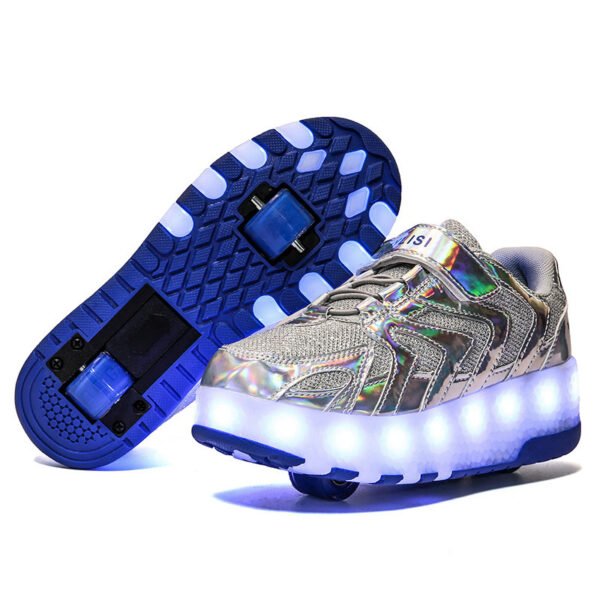 Single Wheel Runaway Shoes Double Wheel USB LED Light Filled Shoes - Image 7