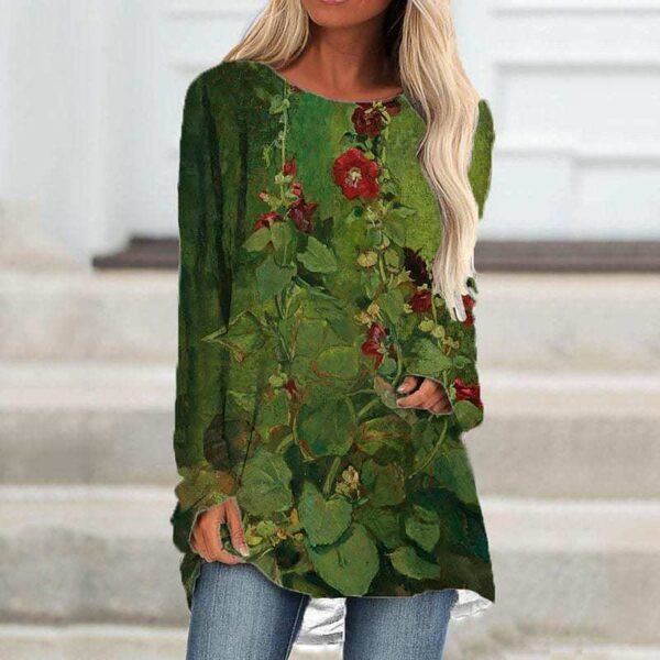 T Shirt Long Sleeve 3D Flower Panel - Image 3