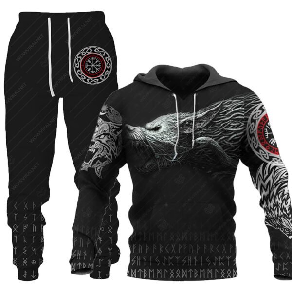 3D Wolf Print Tracksuit Men Sportswear Hooded Sweatsuit Two Piece Outdoors Running Fitness Mens Clothing Jogging Set - Image 5