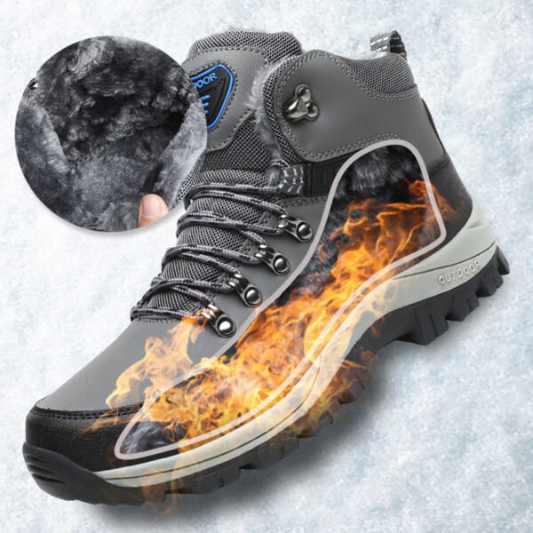 Winter Snow Boots Men Warm Plush Ankle Boots Hiking Lace-up Shoes - Image 5