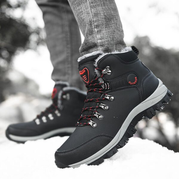 Winter Snow Boots Men Warm Plush Ankle Boots Hiking Lace-up Shoes - Image 10