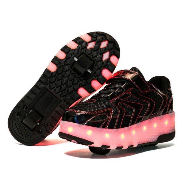 Single Wheel Runaway Shoes Double Wheel USB LED Light Filled Shoes - Image 5