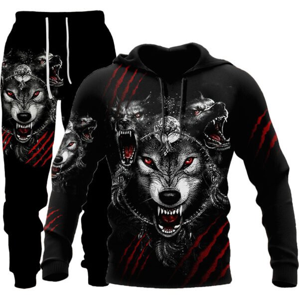 3D Wolf Print Tracksuit Men Sportswear Hooded Sweatsuit Two Piece Outdoors Running Fitness Mens Clothing Jogging Set - Image 9