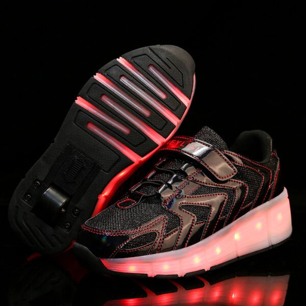 Single Wheel Runaway Shoes Double Wheel USB LED Light Filled Shoes - Image 4