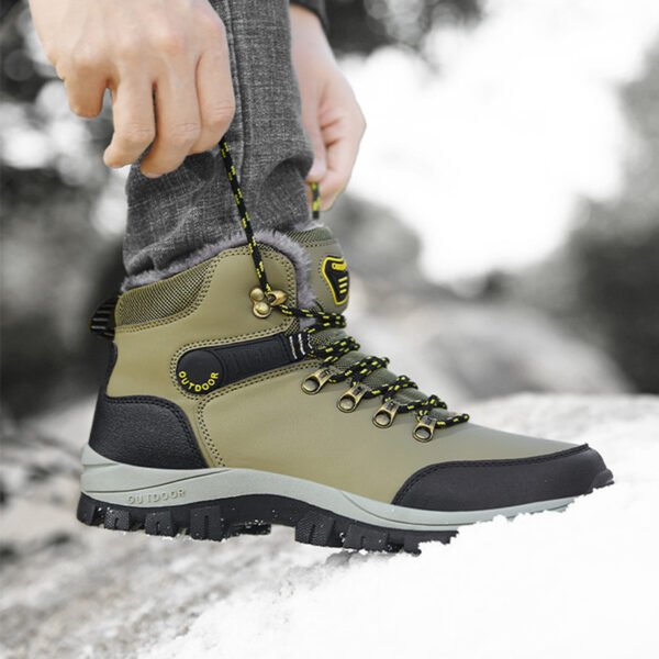 Winter Snow Boots Men Warm Plush Ankle Boots Hiking Lace-up Shoes - Image 8