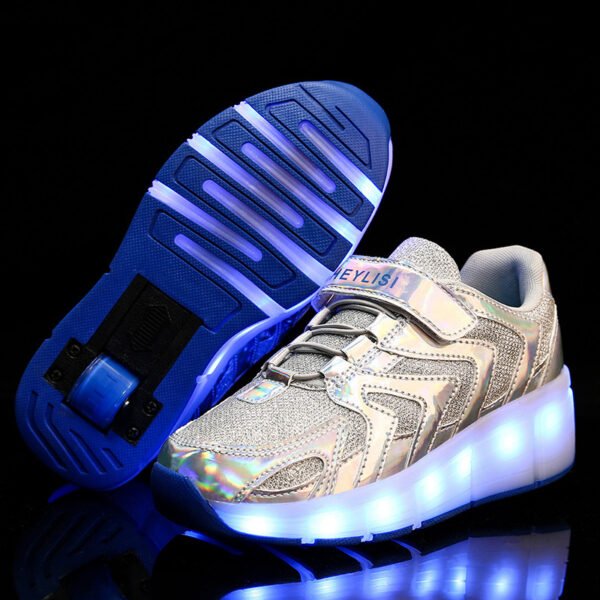 Single Wheel Runaway Shoes Double Wheel USB LED Light Filled Shoes - Image 6