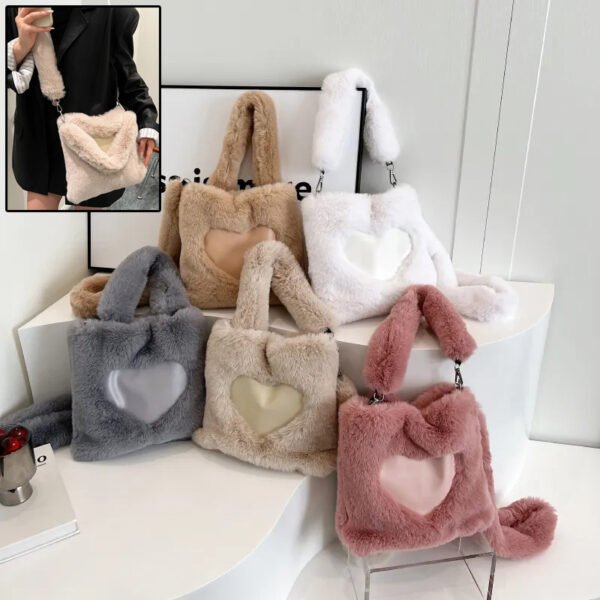 Women Fluffy Shoulder Bag Top-handle Bag Female Autumn Winter Handbag Plush Tote Girls Fashion Shopping Bags Handbags For Women - Image 8