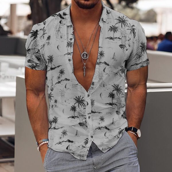 3D Personalized Printing T-shirt Summer Loose Short Sleeve Lapel Shirt Casual Streetwear Clothing For Men - Image 2